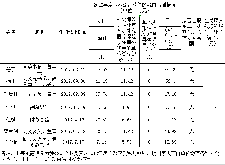 四川省尊龙凯时人生就搏集团有限责任公司负责人2018年度薪酬情况
